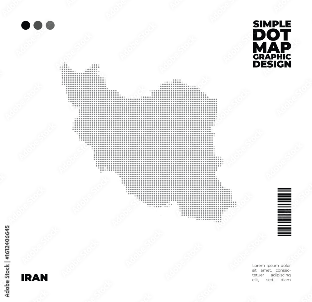 Poster simple and minimalist dot map design of iran