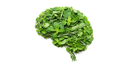 Fototapeta premium Brain composed of fresh herbs representing healthy eating, wellness, and natural remedies