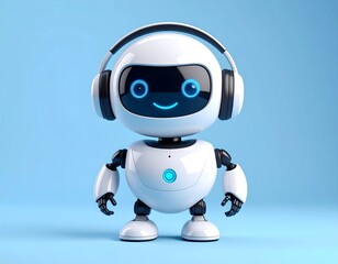 Cute robot with headphones