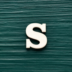 Capital letter S, White letter on a rustic dark green background