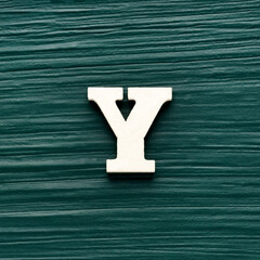 Capital letter Y, White letter on a rustic dark green background