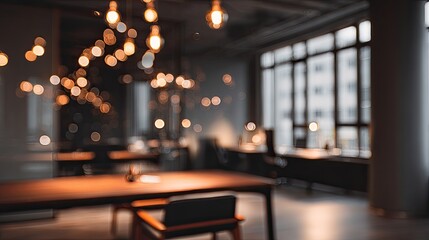 Modern Office Workspace Interior Design With Blurred Background And Stylish Furniture Elements