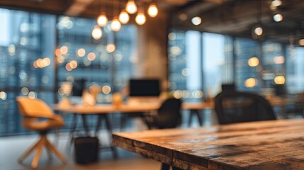 Modern Office Workspace Interior Design With Blurred Background And Cozy Aesthetic Atmosphere