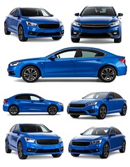 Blue cars, various angles