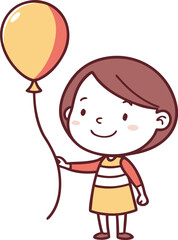 Obraz premium kid holding balloon outline vector design