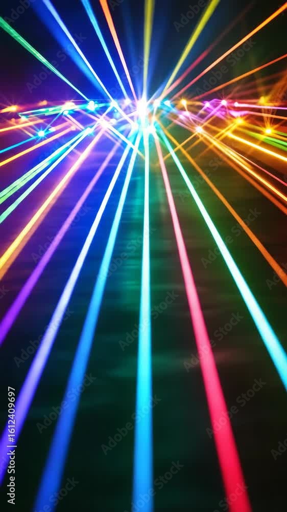 Poster multi-colored laser lights create a mesmerizing visual effect in the darkness.