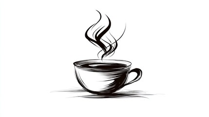 Hand-drawn illustration of a steaming coffee cup