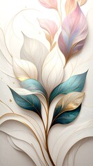 Abstract floral art, delicate leaves