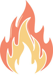 A stylized illustration of a vibrant, cartoon-like flame burning brightly.