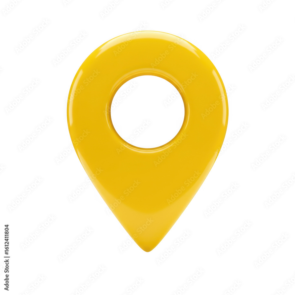 Poster 3d yellow map pin location marker isolated on transparent background