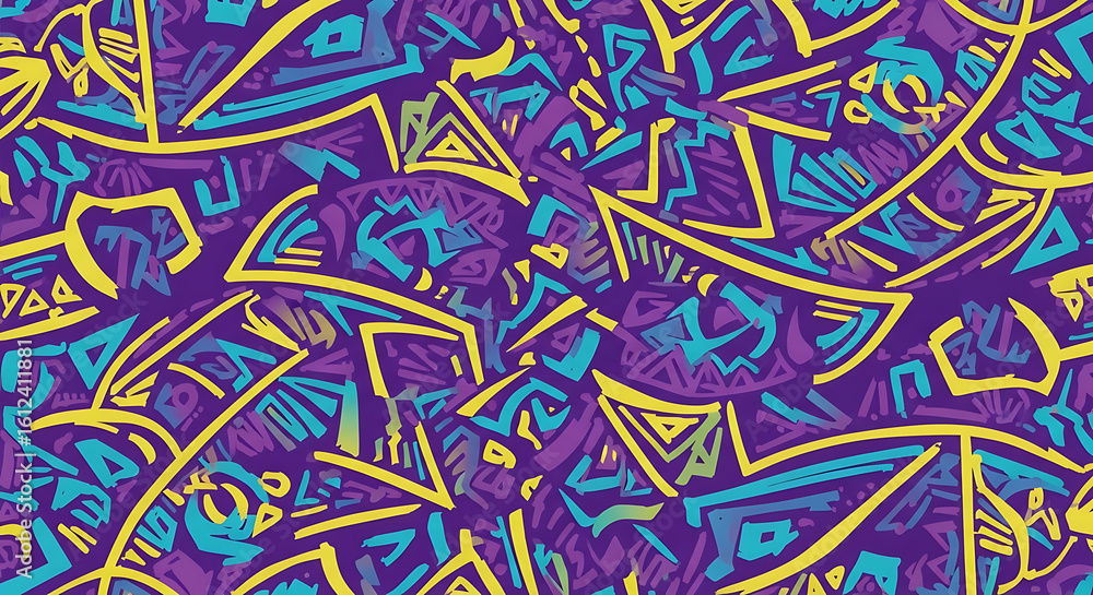Aufkleber abstract geometric pattern featuring vibrant colors and intricate shapes, creating a dynamic design.