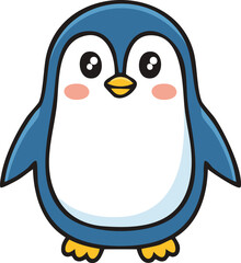 Cute cartoon penguin, front view, simple design, friendly expression.