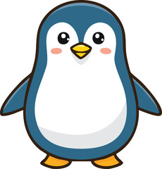 A cute cartoon penguin with a white belly and adorable expression.