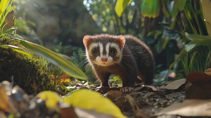 A small, cute mammal in a natural setting.