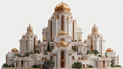Obraz premium Grand White Palace with Gold Domes and Towering Spires in Elegant Classical Style