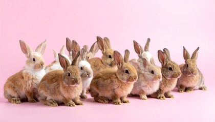 Adorable baby bunnies in a row