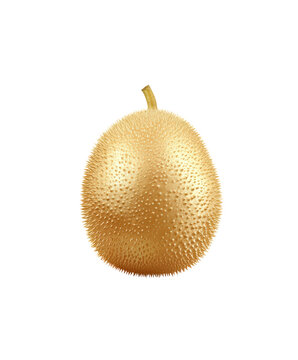 A single golden gac fruit, known for its spiky exterior and vibrant color, isolated on a clean transparent background