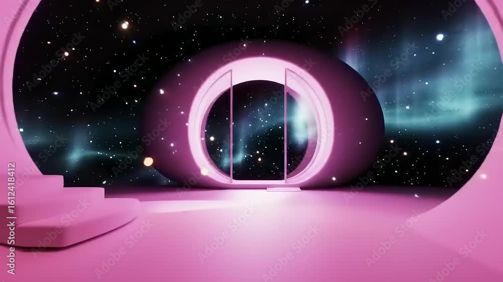 Poster cosmic portal: dynamic 3d animation of a futuristic gateway to the stars