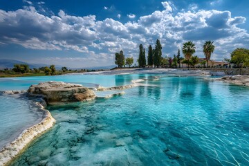 Obraz premium Serene Turquoise Pools Under a Azure Sky