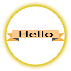Hello text banner. Welcome message frame. Oval shape Vector. Decorative greeting.