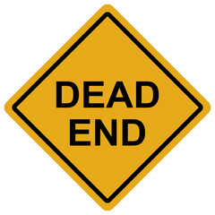 Yellow square dead end road sign symbol vector illustration