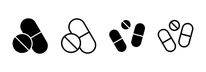 Pills icon logo design. capsule icon. Drug sign and symbol