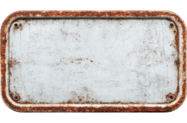 Rusted, rectangular metal plate, blank, aged