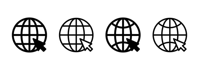 Web icon logo design. go to web sign and symbol. web click icon. Global search icon