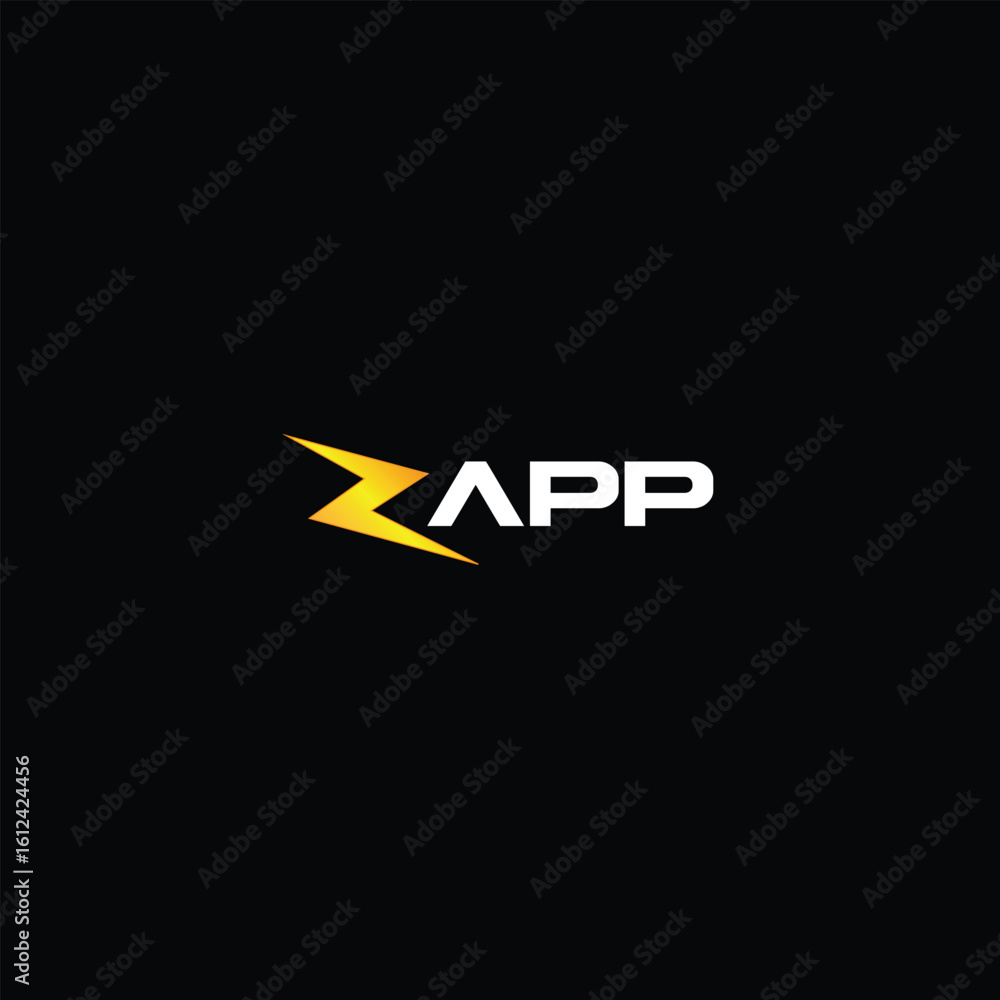 Aufkleber the image shows a wordmark logo design of the word zapp in yellow and white color in simple flat sty