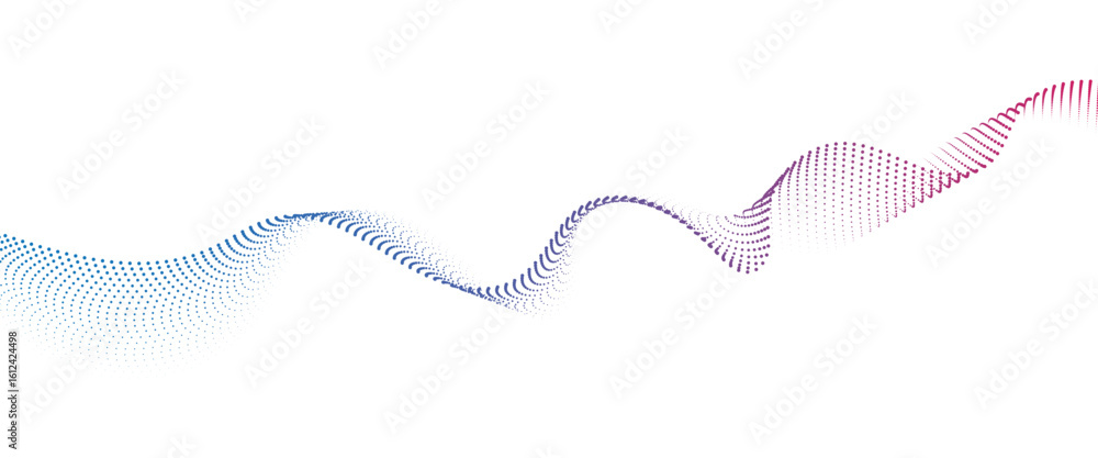 Poster flowing dot wave halftone gradient pattern on transparent background