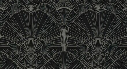 Dark, repeating art deco design