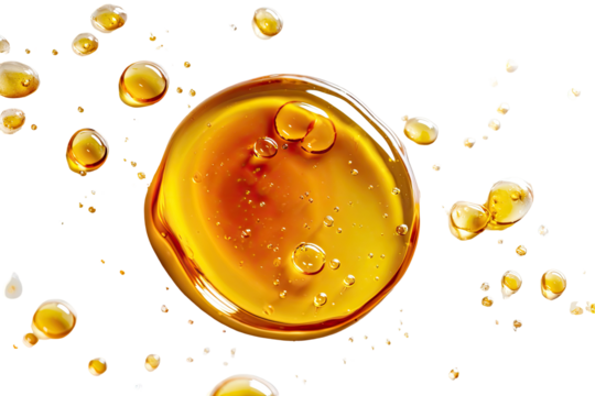 Amber liquid droplets, abstract