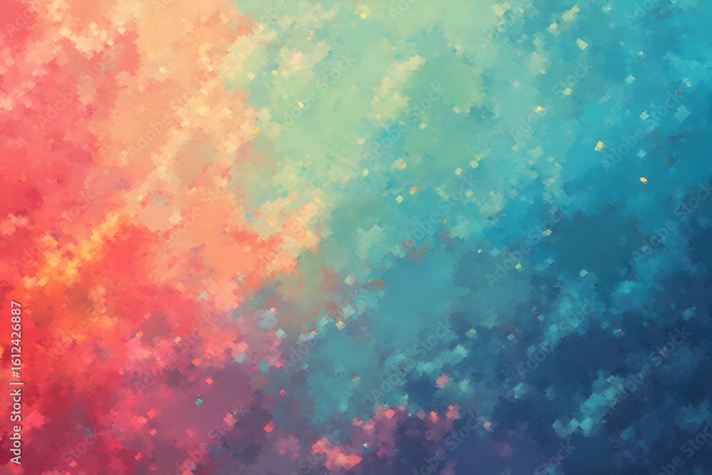 Poster abstract pixelated gradient texture with warm and cool colors