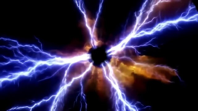 Plasma sphere vortex; fiery backdrop