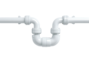 White PVC drain pipe with U-trap