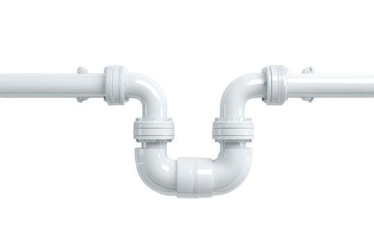 White PVC drain pipe with U-trap