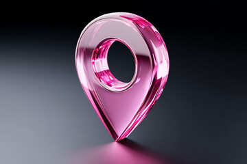 Design of a Pink Location Pin Positioned on a Dark Surface Highlighting Modern Digital Navigation Tools and Concepts in a Contemporary Style