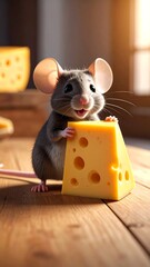 Cute mouse with cheese