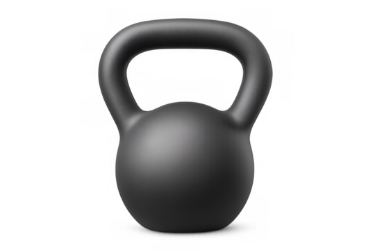 Muscular black kettlebell weight resting against clean background, highlighting strength training fitness gear