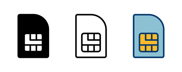 Sim card icon vector isolated on white background. Mobile slot icon. Mobile cellular phone sim card chip.