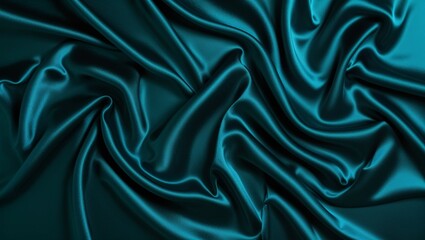 Smooth satin fabric with rich teal color and flowing textures.
