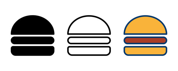 Hamburger icon vector isolated on white background. Burger and hamburger icon. Fast food vector icon