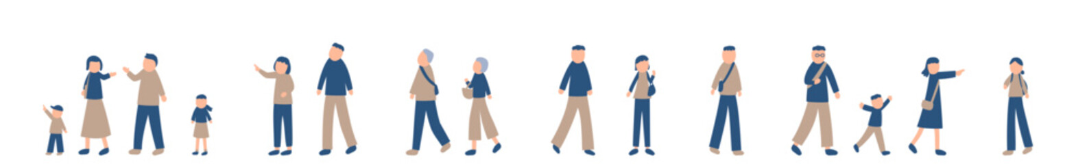 Obraz premium 秋を過ごす家族のイラストセット