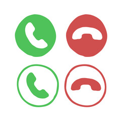 Phone call calling accept decline icons green red vector