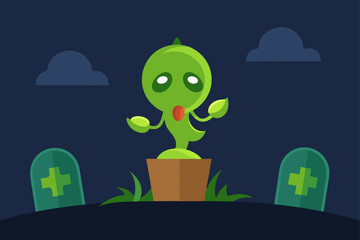 alien plant wrapping gravestones