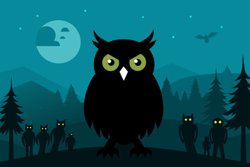 owl watching zombies in woods