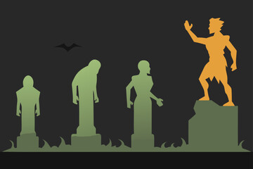 ancient stone statues zombies alive