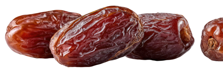 Close-up of three dried dates