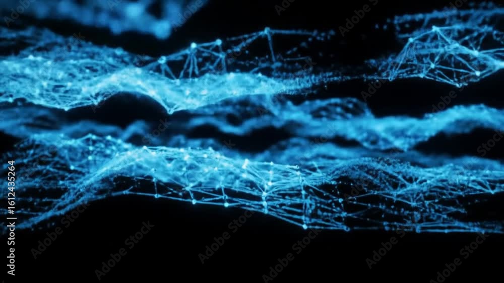 Aufkleber futuristic plexus of glowing blue particles and lines symbolizing digital communication.