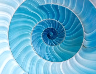 Obraz premium Abstract spiral design with concentric blue and white patterns